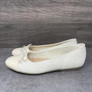 Dr Scholls Wexley Bow Flats Womens Size 6 White Beige Slip On Shoes